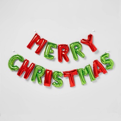 'Merry Christmas' Balloon Banner Kit Red/Green - Wondershop™