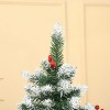 4-7FT Artificial Christmas Tree, PE Deluxe Xmas Tree with Bright Red Berries and Pinecones, Hinged Branches, Metal Stand, Holiday DIY Decoration - 3 of 4