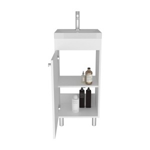 SEVOBAL Bathroom Vanities 84cm Freestanding Vanities with One Door and Two Shelves for Bathroom Storage, White, 33.46"*18.9"*11.42" - 1 of 4