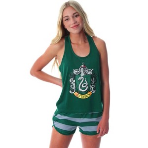 Harry Potter Women's Hogwarts House Crest Racerback Tank and Shorts Pajama Lounge Set - 1 of 4