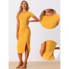 Allegra K Women's Round Neck Short Sleeve Split Sheath Dresses - 2 of 4