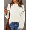 Coolmee Womens Sweaters Fashion Crewneck Loose Fit Long Sleeve Contrast Cable Knit Pullover Sweater Jumper Tops - 2 of 4