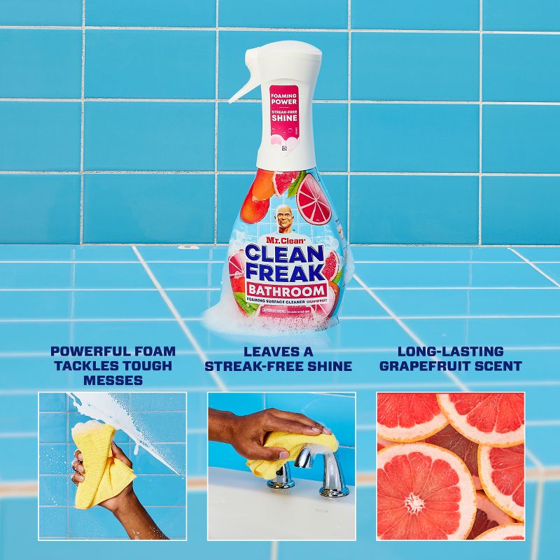 Mr. Clean Grapefruit Freak Bathroom Foaming Surface Cleaner - 16 fl oz, 4 of 15