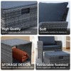 GDFStudio Foster 5 Piece Iron and PE Rattan Outdoor Waterproof Upholstered Seating Set with Ottomans and Accent Table - 4 of 4