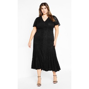 Women's Plus Size Lace Christa Dress - black | CITY CHIC - 1 of 4