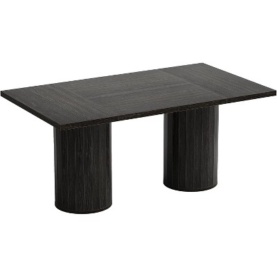 Tribesigns 63-Inch Rectangle Dining Table for 6 People, Modern Kitchen Dinner Table with Cylindrical Base for Living Room, Dining Room