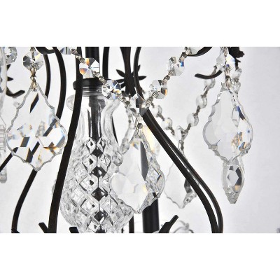 Elegant 24" Dark Bronze Chandelier with Clear Crystal Trim