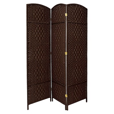 7 ft. Tall Diamond Weave Room Divider - Dark Mocha (3 Panels)