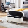 47.63" Modern Storage Bench, Teddy Plush Oval Upholstered Storage Ottoman Entryway Bench With Metal Legs For Living Room Bedroom End Of Bed - 4 of 4