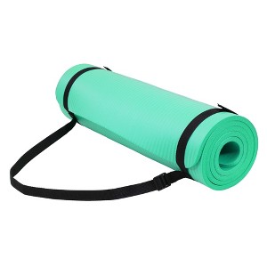Fitvids 1/2-Inch Thick High Density Foam Exercise Yoga Mat with Carrying Strap, For Cushioning The Body Against Hard Floors, Aqua - 1 of 4