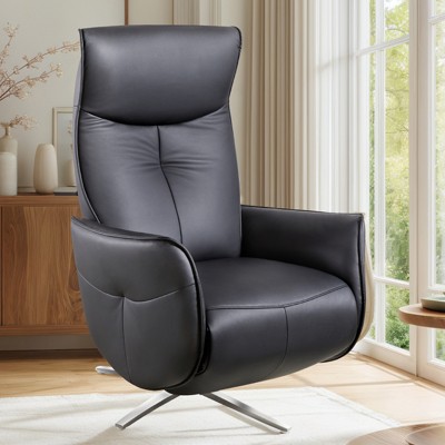 AMERLIFE Leather Power Swivel Recliner Chair, Zero Gravity Electric Reclining Sofa with Footrest,  270° Swivel Single Chair (Black)