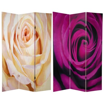 6" Double Sided Roses Room Divider Purple - Oriental Furniture