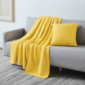 Southshore Fine Living, Throw Blanket for Couch or Bed with Matching Decorative Throw Pillow Cover, Acrylic Knit Throw Blanket and Throw Pillow Cover - 1 of 3