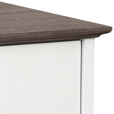 Modern Farmhouse Gray Oak & White 3-Drawer Storage Cabinet