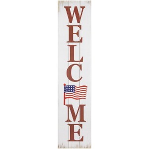 Northlight Welcome USA Flag Americana Wooden Porch Board Sign Decoration - 36" - 1 of 4