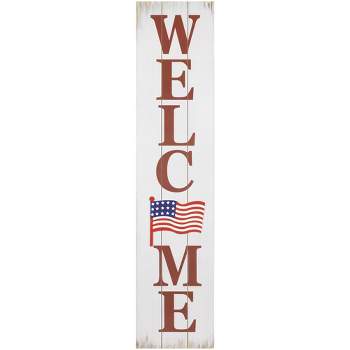 Northlight 36" Welcome USA Flag Americana Wooden Porch Board Sign Decoration