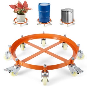 CuisinSmart 55 Gallon Heavy Duty Oil Drum Dolly, 1000lbs Weight Capacity, Trash Can Dolly with Cross Braces & Swivel Wheel, Non Tipping, with Brake - 1 of 4
