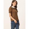 INSPIRE CHIC Women's Vintage Peter Pan Collar Contrast Puff Short Sleeve Blouse - 3 of 4