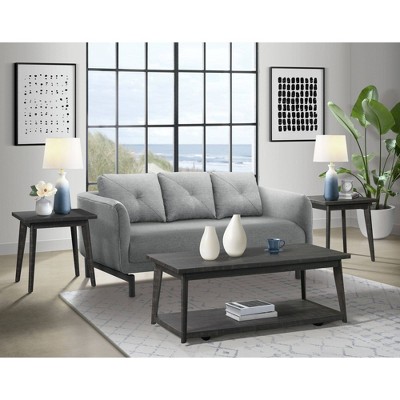 Rory Black Rubberwood Transitional 3-Piece Occasional Table Set