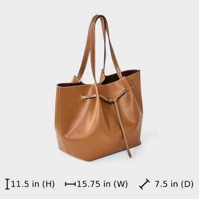 A New Day Belted Pinched Handle Tote Handbag - A New Day™ Brown — фото 6