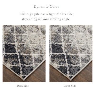 Ivory and Gray Rectangular Cotton Synthetic Area Rug