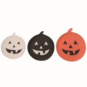 Transpac Ceramic Multicolor Halloween Jack-O-Lantern Plates Set of 3 - 1 of 2