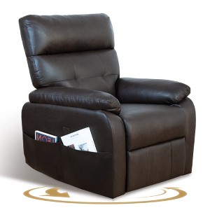 Swivel Rocker Power Recliner Chair with USB & Type-C Ports and Overstuffed Cushion - 1 of 4