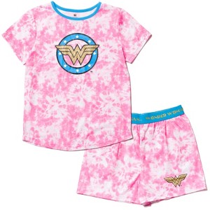DC Comics Justice League Wonder Woman Girls Pajama Shirt and Shorts Little Kid to Big Kid - 1 of 4