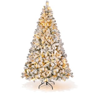 SUGIFT 6.5ft Pre-Lit Artificial Christmas Tree with 1000 Snow Flocked Branches Tips and 250 LED Lights - 1 of 4