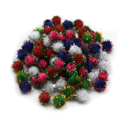 Charles Leonard Creative Arts by Charles Leonard Pom-Poms, 1/2 Inch, Glitter Assorted, Bag of 80 (Pack of 10)