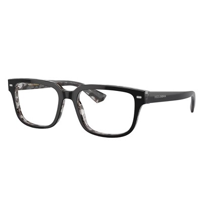 Dolce & Gabbana DG 3380 3403 Unisex Square Eyeglasses Black on Grey Havana 52mm