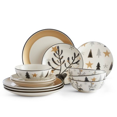 222 Fifth 12pc Shimmer Wonderland Dinnerware Set