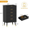 Fluted Dresser, Chest of Drawers with 5 Drawers, Gold Tone Handles & Feet, Nightstand Storage Cabinet for Living Room Entryway Hallway - 3 of 4