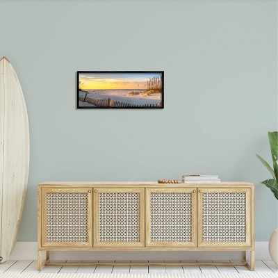 Panoramic Coastal Beach Sunrise Black Framed Canvas Print, 13 x 30