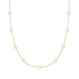 Ross-Simons 5-5.Mm Cultured Pearl Station Necklace in 14kt Yellow Gold - 1 of 4