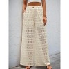Women's Casual Wide Leg Button Front Trousers Straight Loose Long High Waisted Pants White S - 3 of 4