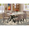 HomeStock 7-Pc Rectangle Natural Oak Finish Solid Wood Top Dining Table with 6 Chairs - 2 of 4