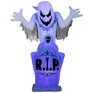 Gemmy Halloween Inflatable Ghost and Tombstone with Flickering Black Lights, 5 ft Tall, Multi - 1 of 4