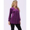 INSPIRE CHIC Women's Velvet V-neck Long Sleeve Solid Tunic Loose Blouse - 2 of 4