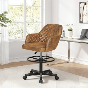 VECELO Drafting Chair with Adjustable Height PU Swivel Stool with Lumbar Support - 1 of 4