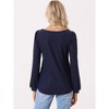 Allegra K Women's Casual Jacquard Hollow Out Square Collar Puff Long Sleeve Pullover Tops - 4 of 4