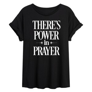 Women's - Instant Message - There's Power In Prayer Oversized Graphic T-Shirt - 1 of 4