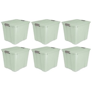 Sterilite 20 Gallon Latch Tote Home or Office Storage Organizer Container Stackable Plastic Bins with In Molded Handles, Mindful Mint, 6-Pack - 1 of 4