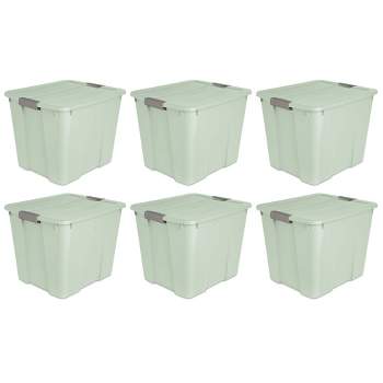 Sterilite 20 Gallon Latch Tote Home or Office Storage Organizer Container Stackable Plastic Bins with In Molded Handles, Mindful Mint, 6-Pack