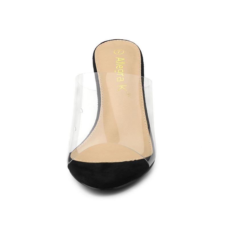 Allegra K Women's Clear Strap Stiletto Slide Heels Sandals, 3 of 8