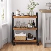 VASAGLE 3-Tier Narrow Storage Cart, Rolling Cart with Wheels, Steel Frame, Rustic Brown and Black - 2 of 4