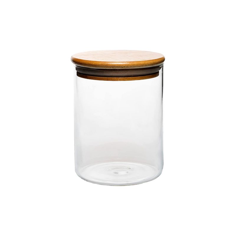 Amici Home Yosemite Glass Canister, Food Storage Jar with Airtight Seal Wood Lid, Modern Design Jar for Dry Food, Tea, Coffee, Spices, 1 of 7
