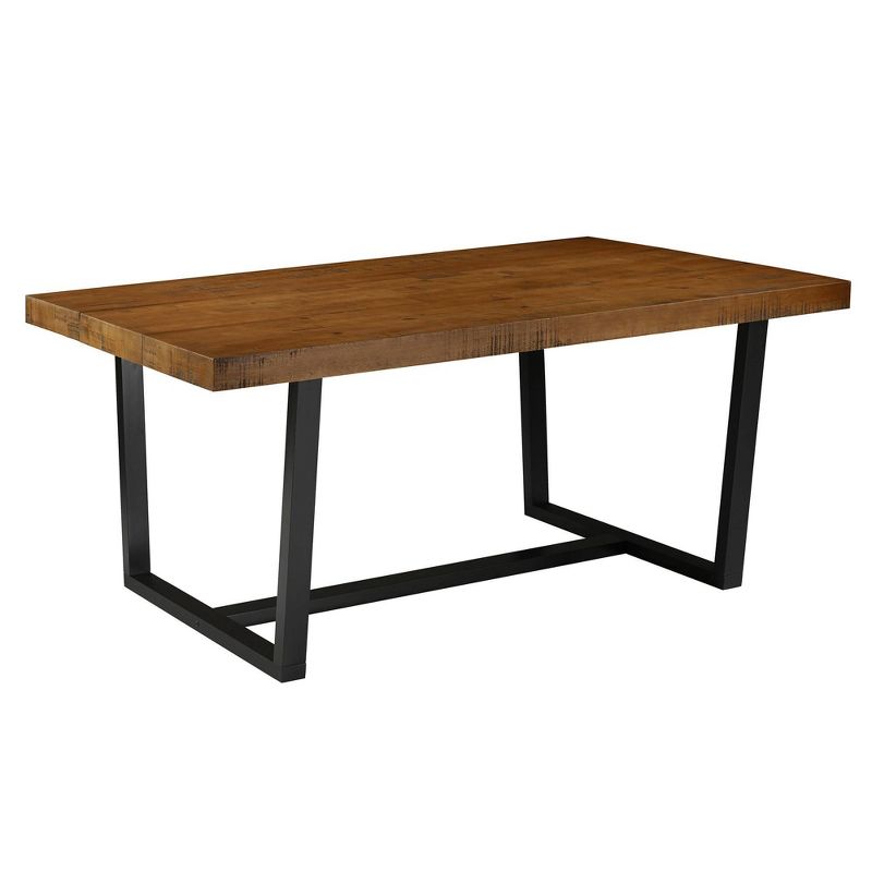 72" Modern Farmhouse Solid Wood Distressed Plank Top Dining Table - Saracina Home, 3 of 9