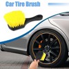 Unique Bargains Black Short Handle Wheel Tire Brush Yellow Soft Bristle Car Wash Brush for Car Tire Cleaning Dirt Road Grime - 2 of 4