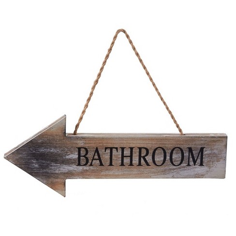 Juvale Rustic Wood Arrow Hanging, Hanging Bathroom Sign
